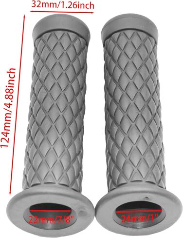 مقابض دراجة نارية غير قابلة للانزلاق مقبض مطاطي نهاية 7/8 بوصة 22 مم 24 مم مقبض مقود الدراجة النارية مريح (رمادي) in Kuwait