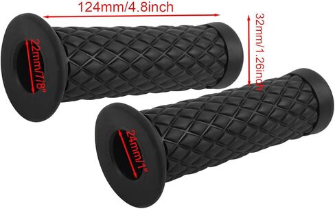 مقابض دراجة نارية غير قابلة للانزلاق مقبض مطاطي نهاية 7/8 بوصة 22 مم 24 مم قبضة يد مريحة للدراجة النارية (أسود) in Kuwait