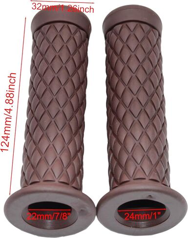 مقابض دراجة نارية غير قابلة للانزلاق مقبض مطاطي نهاية 7/8 بوصة 22 مم 24 مم قبضة يد مريحة للدراجة النارية (بني داكن) in Kuwait