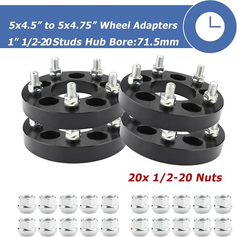 محولات عجلة محورية 5x4.5 إلى 5x5 لعجلات JK على مركبة TJ YJ KK XJ ZJ، محول عجلة تحويل 1.25 بوصة 5x114.3 مم إلى 5x127 مم محور محور 71.5 مم مع درجة خيط 1/2 in Kuwait