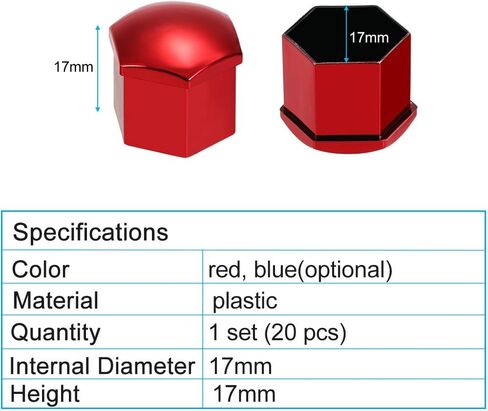 GoolRC 20pcs Universal 17mm Wheel Lug Nut Covers Caps Screw Protector (Red) in Saudi Arabia