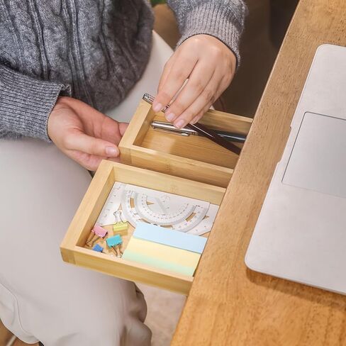 Under Desk Drawer Slide Out - Wood Under Desk Storage Drawers, Self Adhesive Drawers for Under Desk - Attachable Desk Drawer - Hidden Drawer Unit for Under Desk - Pencil Drawer Under Desk (2 Pack) in Kuwait