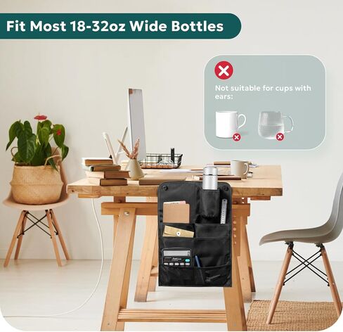 AceList Hanging Desk Organizer, Versatile Desk Cup Holder Clamp with Hanging Storage Bag - Convenient Tableside Cup Holder and Organizer for Home Office, Dorm Rooms, and RV in Kuwait