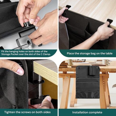 AceList Hanging Desk Organizer, Versatile Desk Cup Holder Clamp with Hanging Storage Bag - Convenient Tableside Cup Holder and Organizer for Home Office, Dorm Rooms, and RV in Kuwait