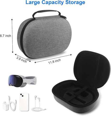 Carrying Case for Apple Vision Pro, Hard EVA Shell Portable Travel Handbag, Durable Anti-Scratch Full Protection Storage Bag Compatible with Apple Vision Pro VR Headset and Accessories in Kuwait