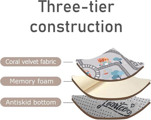 Soft Kids Educational Rug - 0.78" Thick Road Rug, ABC Alphabet & Numbers Play Mat for Toddlers, Game Area Rug, Baby Crawling Mats, Sweet Life, Beige in Saudi Arabia