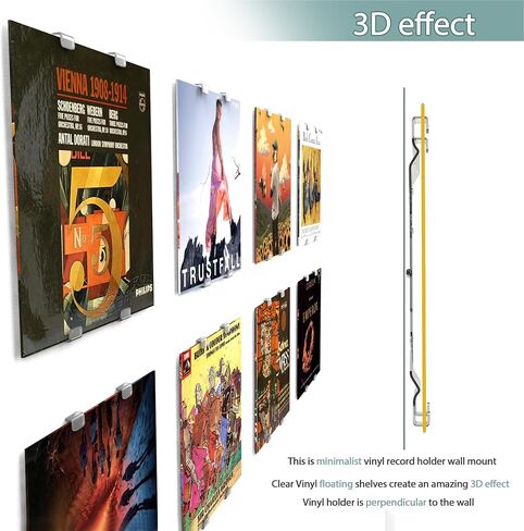 Vinyl Record Wall Mount 6 Pack,Vinyl Record Shelf Stand and Wall Mount Display,Adjustable and Invisible，Album Wall in Saudi Arabia