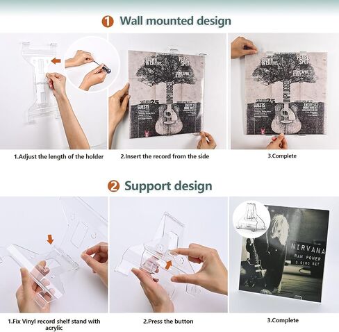 Vinyl Record Wall Mount 6 Pack,Vinyl Record Shelf Stand and Wall Mount Display,Adjustable and Invisible，Album Wall in Saudi Arabia
