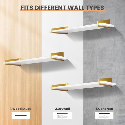 upsimples Wall Shelves for Decor, Long Black Gold Floating Shelves Wall Mounted Set of 2, Sturdy Rustic Wood Shelves Hanging for Bedroom, Living Room, Bathroom, Kitchen, Corner, Book Storage 23.6inch in Saudi Arabia