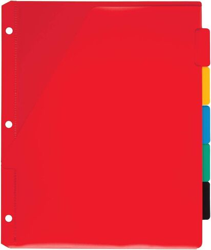 فواصل علامات تبويب ميد مع جيب، 3 فتحات خرامة، تناسب 3 مجلدات حلقات، ألوان متنوعة، (20038) (عبوة من 3 قطع) in Kuwait