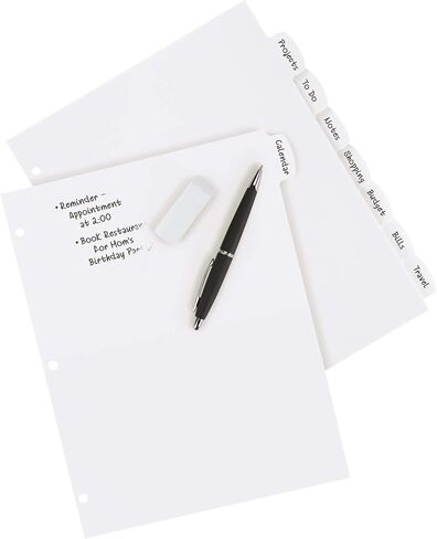فواصل بلاستيكية متينة للكتابة والمسح من Avery Big Tab لـ 3 مجلدات حلقية، مجموعات 8 علامات تبويب، أبيض، 3 مجموعات فواصل مجلد (01743) in Saudi Arabia