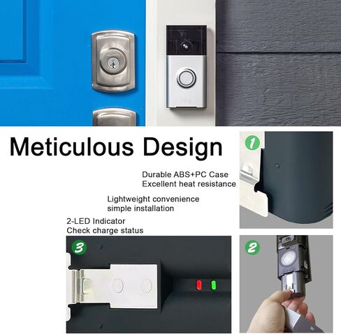 بطارية V4 بقدرة 6040 مللي أمبير في الساعة بطارية ليثيوم أيون حلقة V4 قابلة لإعادة الشحن متوافقة مع كاميرا جرس الباب الدائري 2/3/4/3+/3plus، بطارية كاميرا لاصقة (الجيل الثاني والثالث) 3.65 فولت (غير مناسبة للشاحن المزدوج الدائري) 1 -علية in Kuwait