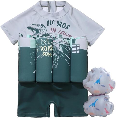 Mama's Little Helpers Toddler Float Swimsuit with Arm Bands, Kid Training Swim Vest, One Piece Swimwear and Water Wings with Adjustable Buoyancy Floaties for Beginners-Boys and Girls in Saudi Arabia