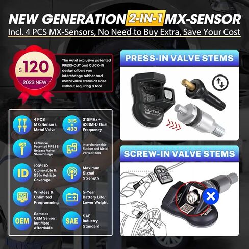 Autel MaxiTPMS TS508WF KIT TPMS Programming Tool, 2024 Upgraded WiFi Ver. of TS508K TS508 TS501 TS601 w/ $120 4PCS 315MHz+433MHz Autel MX-Sensor, Full TPMS Activate Relearn Diagnostic Scan Tool in Saudi Arabia