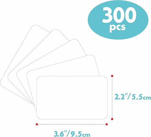 300 قطعة من ملصقات علامات الاسم العادية، شارة اسم فارغة مع ملصقات علامات اسم بيضاء قابلة للكتابة لاصقة دائمة للمدرسة والمكتب والمنزل مع خط ثقب (كل مقاس 3.6 بوصة × 2.2 بوصة) in Saudi Arabia