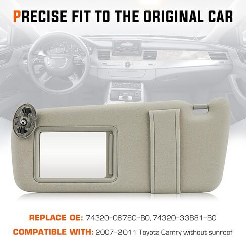 Youxmoto Sun Visor Left Driver and Right Passenger Side for Toyota Camry 2007 2008 2009 2010 2011 Without Sunroof, Beige Replaces # ‎74310-06750-E0, 74320-06780-B0 in Saudi Arabia
