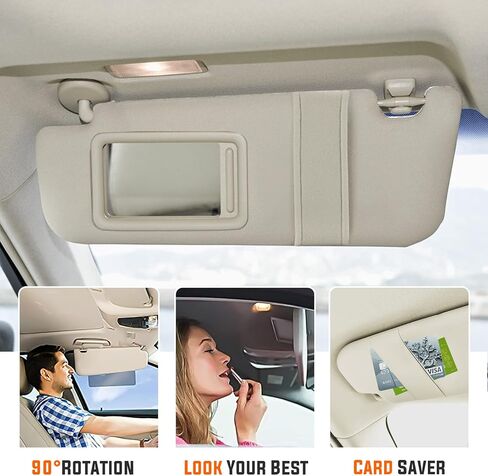 Youxmoto Sun Visor Left Driver and Right Passenger Side for Toyota Camry 2007 2008 2009 2010 2011 Without Sunroof, Beige Replaces # ‎74310-06750-E0, 74320-06780-B0 in Saudi Arabia