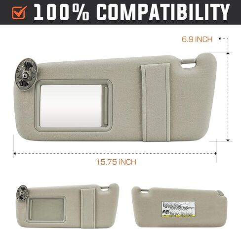 Youxmoto Sun Visor Left Driver and Right Passenger Side for Toyota Camry 2007 2008 2009 2010 2011 Without Sunroof, Beige Replaces # ‎74310-06750-E0, 74320-06780-B0 in Saudi Arabia