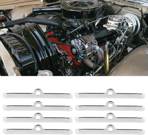 Yctze 8 قطع من قضبان توزيع غطاء الصمام الكروم 4 3/4 بوصة تناسب Chevy 283 305 327 350 Chevy شريط توزيع غطاء الصمام الصغير، غطاء الصمام يثبت لأسفل، مسامير غطاء الصمام SBC، SBC 350، جرام 2.8 لتر غطاء الصمام بول in Saudi Arabia