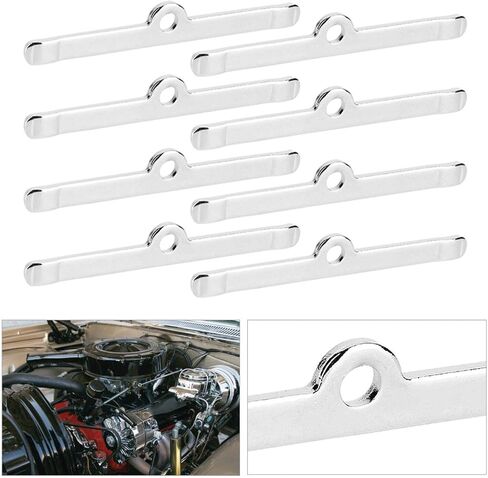 Yctze 8 قطع من قضبان توزيع غطاء الصمام الكروم 4 3/4 بوصة تناسب Chevy 283 305 327 350 Chevy شريط توزيع غطاء الصمام الصغير، غطاء الصمام يثبت لأسفل، مسامير غطاء الصمام SBC، SBC 350، جرام 2.8 لتر غطاء الصمام بول in Saudi Arabia