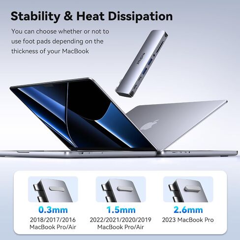 USB C Hub Adapter for MacBook Pro Air M1 M2 M3 2023 2022 2021 Type C MacBook Dongle 8-in-2 Multiport Hub with 5K Thunderbolt 3, 5Gbps USB-C 2*USB 3.0, 480Mbps USB 2.0, 3.5MM Audio, SD/TF Card Reader in Saudi Arabia
