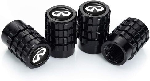 4 قطع من أغطية جذع صمام إطار عجلة السيارة المعدنية لسيارة إنفينيتي Q50 FX35 FX37 F50 QX70 QX60 EX35 ملحقات تزيين الشعار باللون الأسود in Kuwait