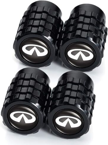 4 قطع من أغطية جذع صمام إطار عجلة السيارة المعدنية لسيارة إنفينيتي Q50 FX35 FX37 F50 QX70 QX60 EX35 ملحقات تزيين الشعار باللون الأسود in Kuwait