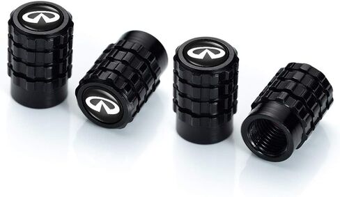 4 قطع من أغطية جذع صمام إطار عجلة السيارة المعدنية لسيارة إنفينيتي Q50 FX35 FX37 F50 QX70 QX60 EX35 ملحقات تزيين الشعار باللون الأسود in Kuwait