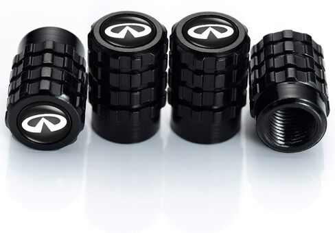 4 قطع من أغطية جذع صمام إطار عجلة السيارة المعدنية لسيارة إنفينيتي Q50 FX35 FX37 F50 QX70 QX60 EX35 ملحقات تزيين الشعار باللون الأسود in Kuwait