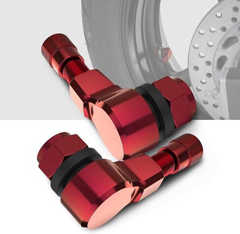 BASIKER 90 درجة CNC دراجة نارية صمام ينبع الإطارات صمام الألومنيوم ينبع لمعظم الدراجة 10 مم و11.3 مم بدون أنابيب سهلة التركيب ألوان متعددة (أسود) in Kuwait