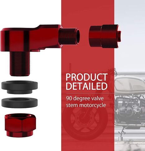 BASIKER 90 درجة CNC دراجة نارية صمام ينبع الإطارات صمام الألومنيوم ينبع لمعظم الدراجة 10 مم و11.3 مم بدون أنابيب سهلة التركيب ألوان متعددة (أسود) in Kuwait