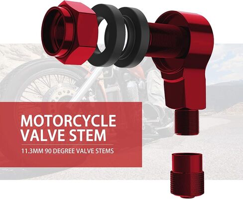 BASIKER 90 درجة CNC دراجة نارية صمام ينبع الإطارات صمام الألومنيوم ينبع لمعظم الدراجة 10 مم و11.3 مم بدون أنابيب سهلة التركيب ألوان متعددة (أسود) in Kuwait