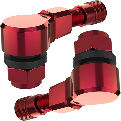 BASIKER 90 درجة CNC دراجة نارية صمام ينبع الإطارات صمام الألومنيوم ينبع لمعظم الدراجة 10 مم و11.3 مم بدون أنابيب سهلة التركيب ألوان متعددة (أسود) in Kuwait