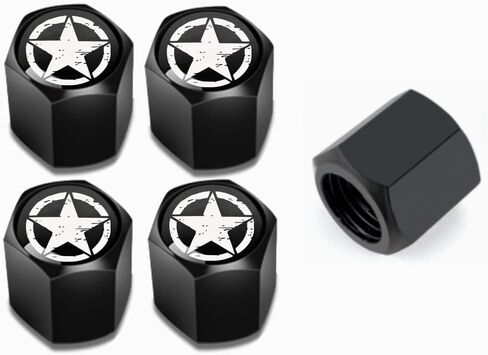 أغطية جذعية صمام إطار معدني أسود من Army Star مجموعة أغطية صمام الهواء مقاومة للغبار ومضادة للتسرب لسيارة جيب رانجلر YJ TJ JK JL Gladiator JT ملحقات السيارة in Kuwait