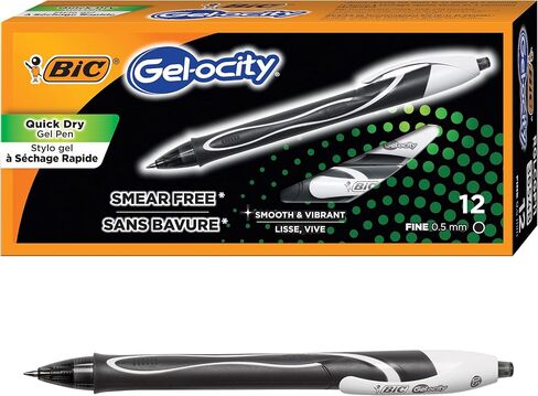 BIC Gel-ocity Quick Dry Gel Pen, Fine Point (0.5mm) - Box of 12 Blue Gel Pens (RGLCGF11-BLU) in Saudi Arabia