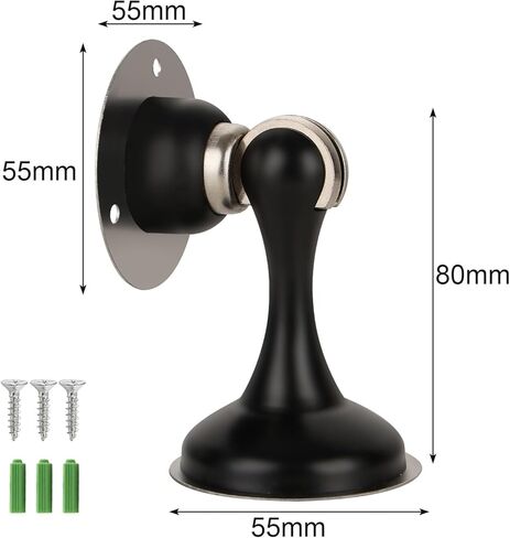 6 Pack Black Magnetic Door Stopper, Heavy Duty Magnetic Door Holder, Stainless Steel Magnetic Door Stop with Adhesive Tape, Screws for Stronger Wall & Floor Mount, Keep Your Door Open in Kuwait