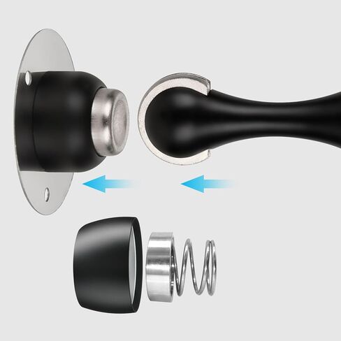 6 Pack Black Magnetic Door Stopper, Heavy Duty Magnetic Door Holder, Stainless Steel Magnetic Door Stop with Adhesive Tape, Screws for Stronger Wall & Floor Mount, Keep Your Door Open in Kuwait