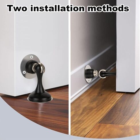 6 Pack Black Magnetic Door Stopper, Heavy Duty Magnetic Door Holder, Stainless Steel Magnetic Door Stop with Adhesive Tape, Screws for Stronger Wall & Floor Mount, Keep Your Door Open in Kuwait