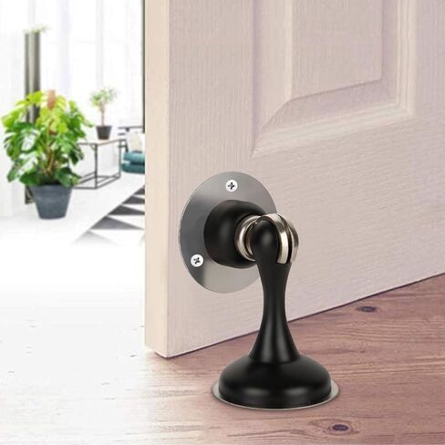 6 Pack Black Magnetic Door Stopper, Heavy Duty Magnetic Door Holder, Stainless Steel Magnetic Door Stop with Adhesive Tape, Screws for Stronger Wall & Floor Mount, Keep Your Door Open in Kuwait