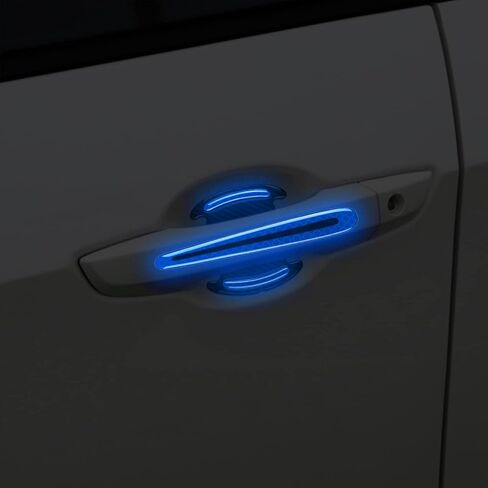 ملصق غطاء غطاء الخدش لمقبض باب السيارة وسادة طبقة واقية ووعاء تخطيط من ألياف الكربون ملصق تحذيري شرائط عاكسة (8 قطع أزرق) in Kuwait