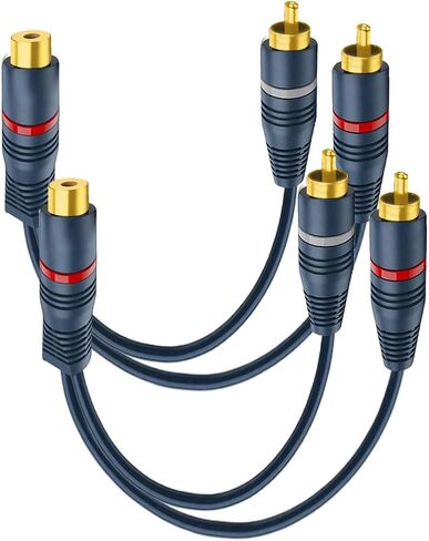 RCA Splitter 1 Female 2 Male, RCA Y Splitter Adapter RCA Stereo Cable Audio Video Splitter Adapter Extension Cord for Home Theater, HDTV, Gaming Consoles, Hi-Fi Systems in Saudi Arabia