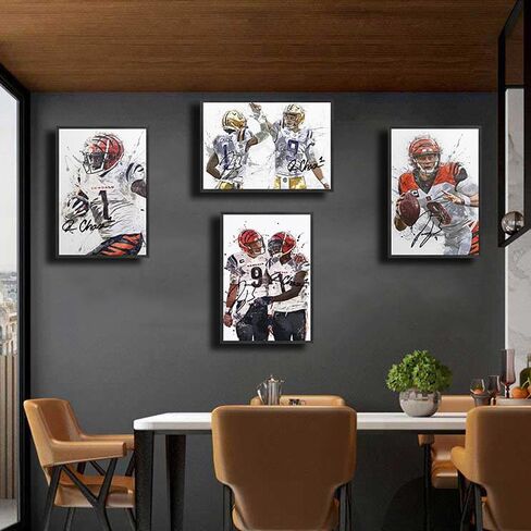 Joe Burrow, Ja'Marr Chase Poster - 8x12 Inch Canvas Prints (Unframed, 4 Piece Set) in Kuwait