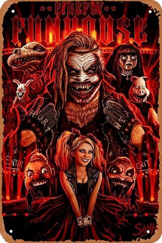 ملصق Fiend and Alexa Bliss من القصدير، علامة معدنية على الطراز العتيق لتزيين الجدران مقاس 8 × 12 بوصة in Kuwait