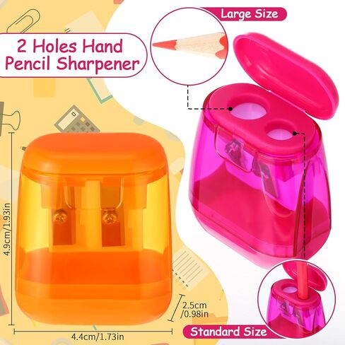 24 Pcs Chivertion Pencil Sharpeners Bulk for School Office, Dual Holes Manual Sharpeners for Kids Assorted Color Compact Sharpeners with Lid for Back to School Donation Supplies Party Favors in Kuwait