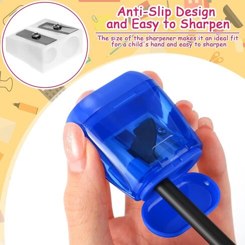 24 Pcs Chivertion Pencil Sharpeners Bulk for School Office, Dual Holes Manual Sharpeners for Kids Assorted Color Compact Sharpeners with Lid for Back to School Donation Supplies Party Favors in Kuwait