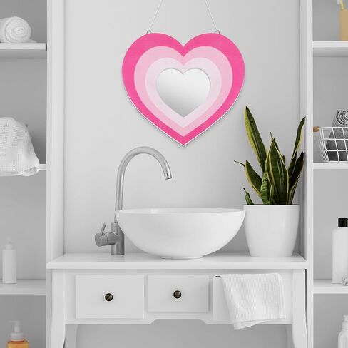 2 Pcs Valentines Day Acrylic Heart Shaped Mirror for Wall Decoration Pink Aesthetic Irregular Wall Mounted Mirror Hanging Cute Mirror Wall Decor for Girls Living Room Bedroom, 12.01" x 10.83" in Saudi Arabia