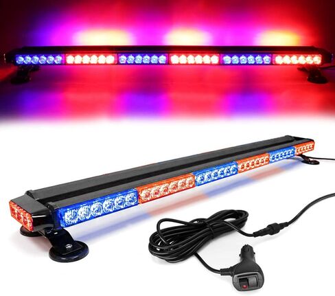 38 بوصة 78 LED شريط إضاءة وامض على السطح للطوارئ، منارة تحذير من المخاطر مزدوجة الجانب مع مغناطيسية لمركبات السحب ورجال الإطفاء والسيارات والشاحنات والأمن المروري، أحمر وأزرق وأحمر in Kuwait