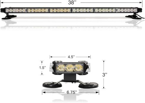 38 بوصة 78 LED شريط إضاءة وامض على السطح للطوارئ، منارة تحذير من المخاطر مزدوجة الجانب مع مغناطيسية لمركبات السحب ورجال الإطفاء والسيارات والشاحنات والأمن المروري، أحمر وأزرق وأحمر in Kuwait