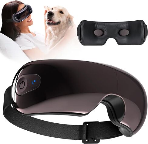 Visible Eye Massager with Heat - Heated Eye Mask Massgaer with Bluetooth Music for Migraines, Massageing Eye Mask for Headache and Insomnia Relief, Cool Gifts for Women, Men (Black) in Saudi Arabia