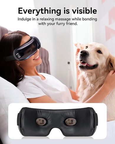 Visible Eye Massager with Heat - Heated Eye Mask Massgaer with Bluetooth Music for Migraines, Massageing Eye Mask for Headache and Insomnia Relief, Cool Gifts for Women, Men (Black) in Saudi Arabia